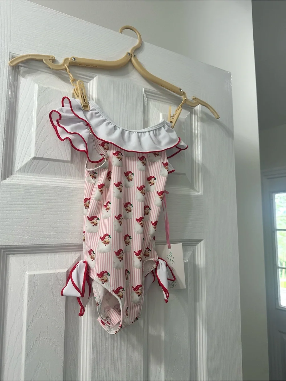 Cecil and Lou One-Piece Swimsuit with Vintage Santa/Christmas Design